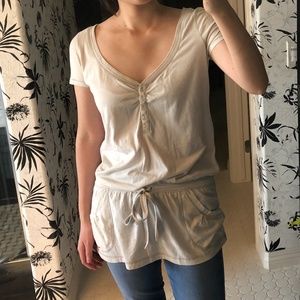 Hollister White 60% Cotton Long Shirt